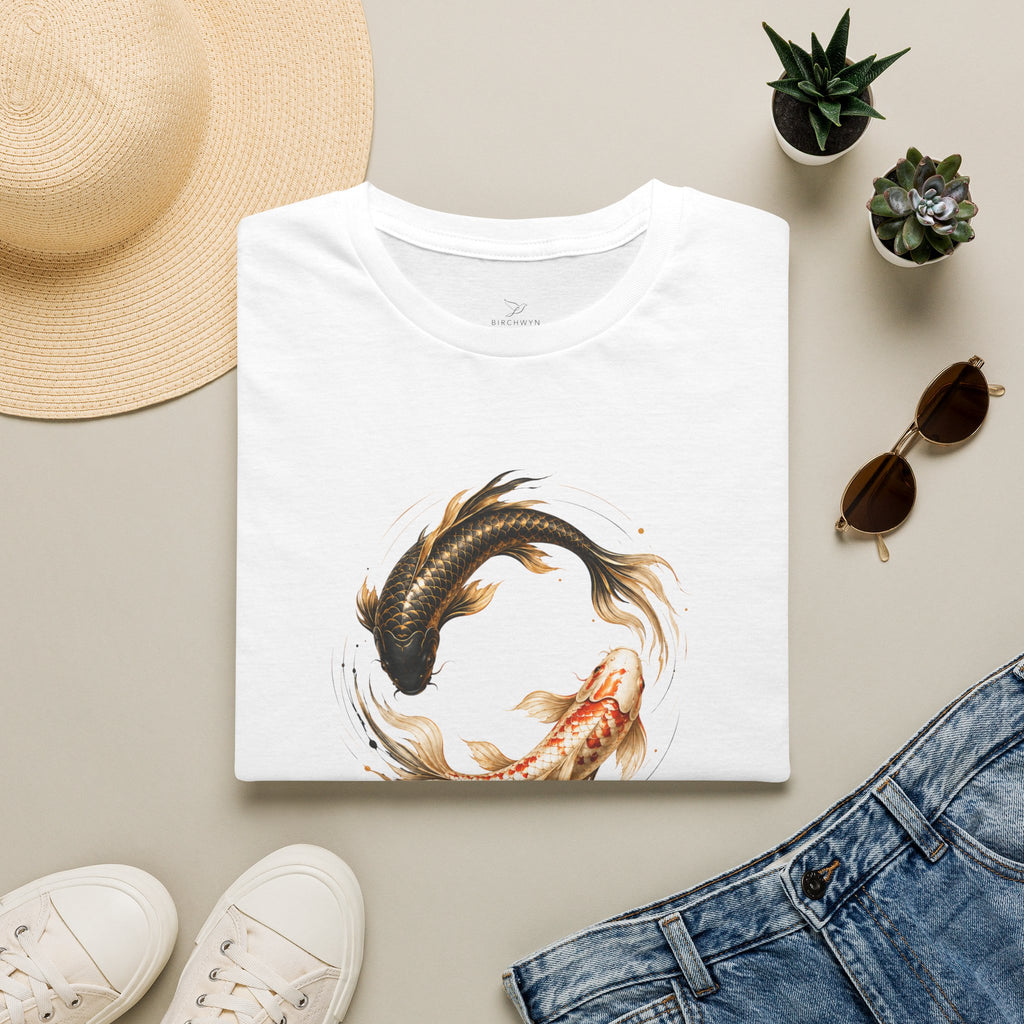 Harmony Over Chaos™ Koi Fish T-Shirt for Women | Japanese Zen Graphic Tee | Meaningful Mindfulness Shirt | Premium Minimalist Luxury Cotton Tee | Gift for Her