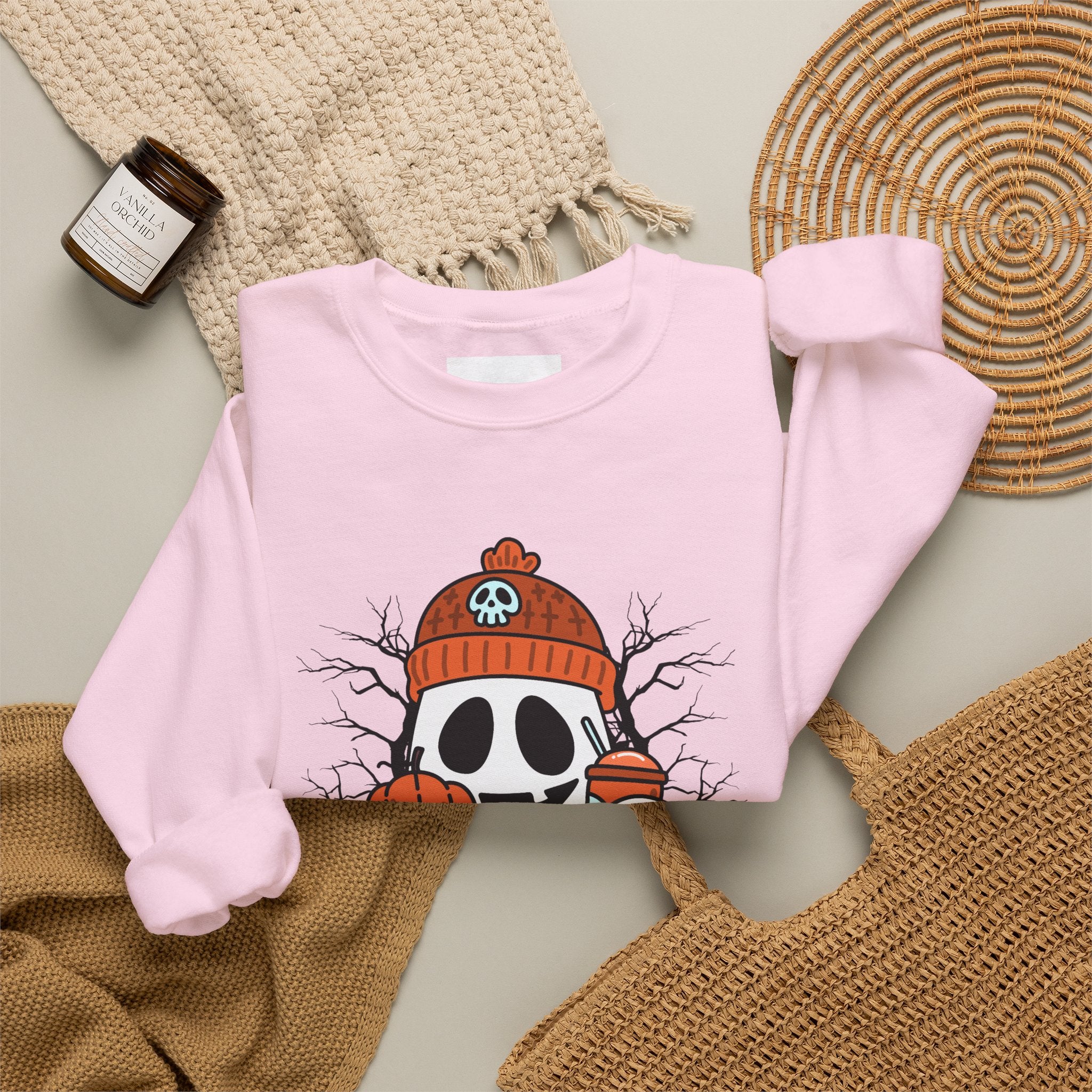 Halloween Ghost Pumpkin Sweatshirt for Women & Unisex | Cozy Spooky Season Crewneck