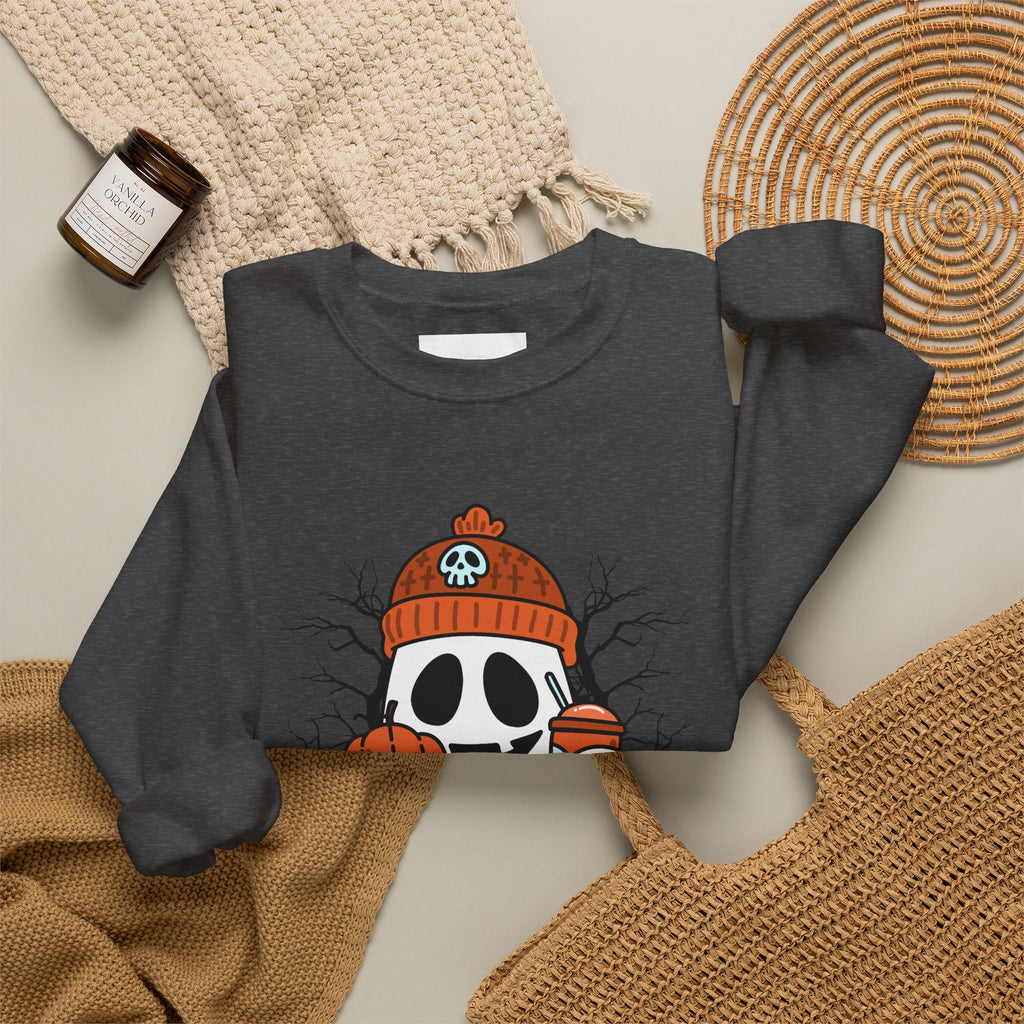 Halloween Ghost Pumpkin Sweatshirt for Women & Unisex | Cozy Spooky Season Crewneck