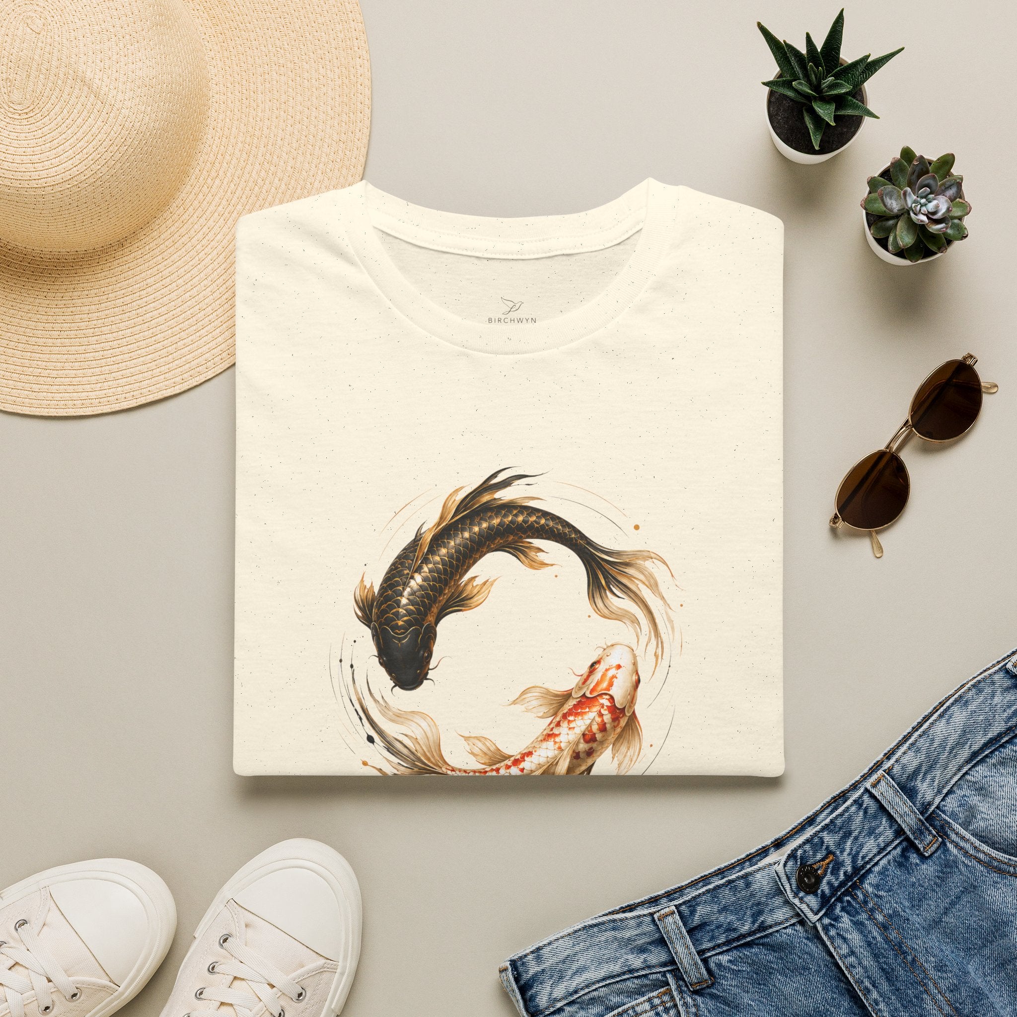 Harmony Over Chaos™ Koi Fish T-Shirt for Women | Japanese Zen Graphic Tee | Meaningful Mindfulness Shirt | Premium Minimalist Luxury Cotton Tee | Gift for Her