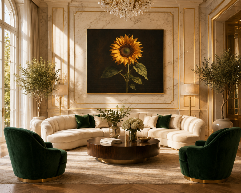 Sunflower Canvas Wall Art — Matte Stretched Print | Rustic Botanical Home Decor | Farmhouse Kitchen & Living Room Art