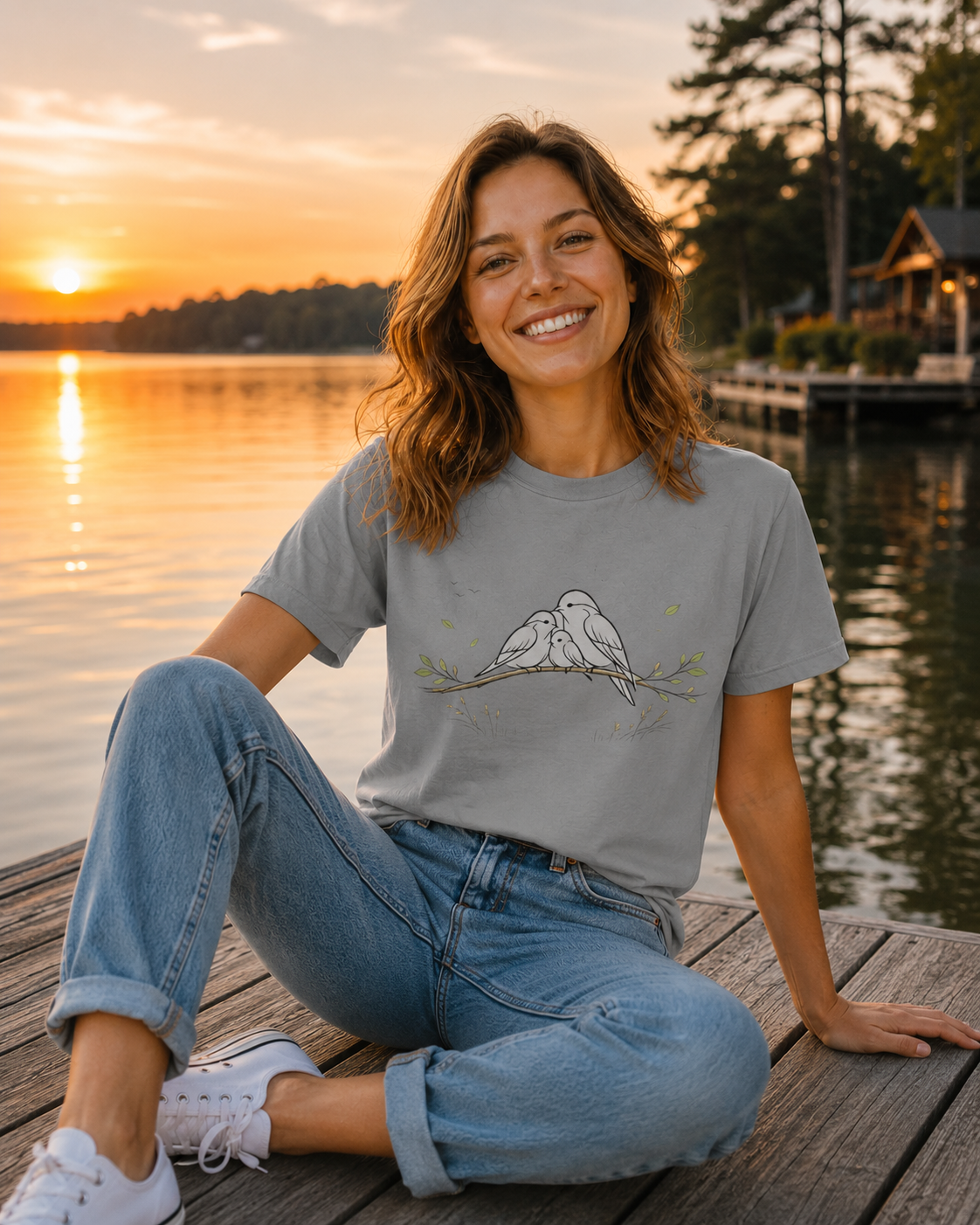 Three Birds on a Branch T-Shirt | Family Bird Tee | Meaningful Nature Gift