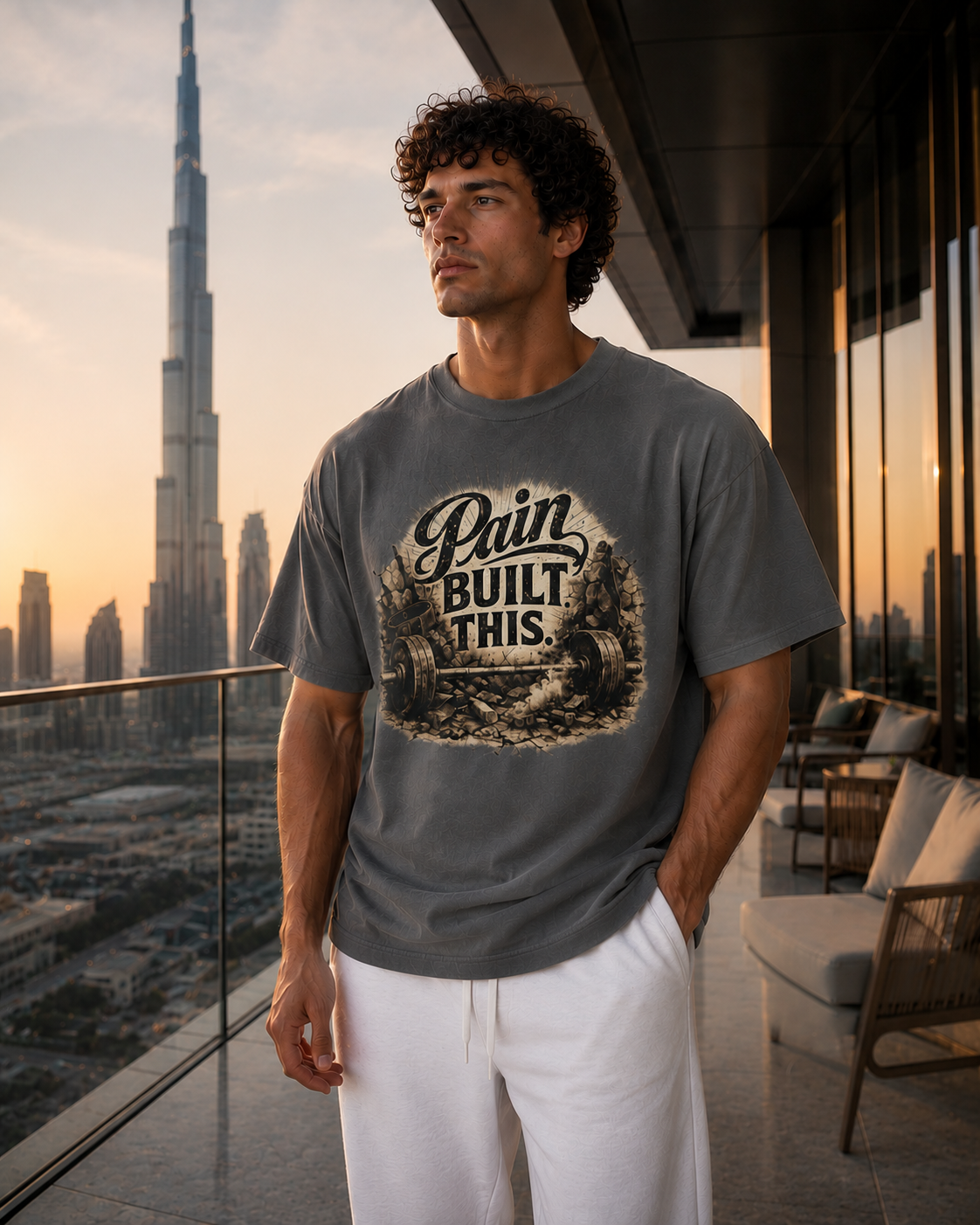 Pain Built This™ Motivational Gym T-Shirt | Heavyweight Tee | Unisex T-shirt | Fitness Motivation tee