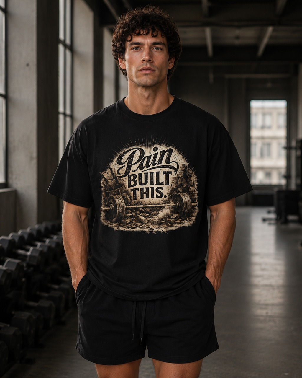 Pain Built This™ Motivational Gym T-Shirt | Heavyweight Tee | Unisex T-shirt | Fitness Motivation tee