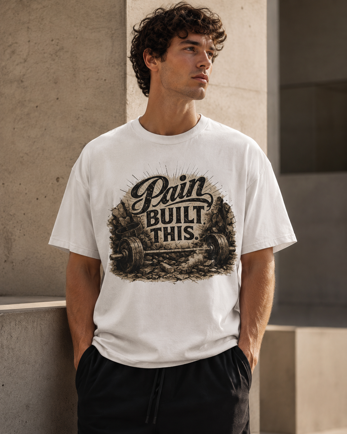 Pain Built This™ Motivational Gym T-Shirt | Heavyweight Tee | Unisex T-shirt | Fitness Motivation tee