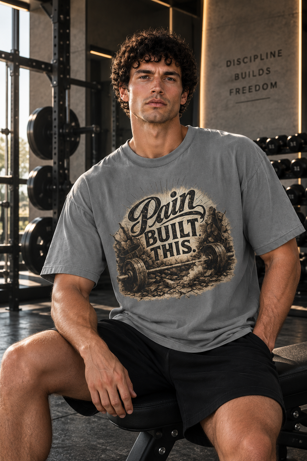 Pain Built This™ Motivational Gym T-Shirt | Heavyweight Tee | Unisex T-shirt | Fitness Motivation tee