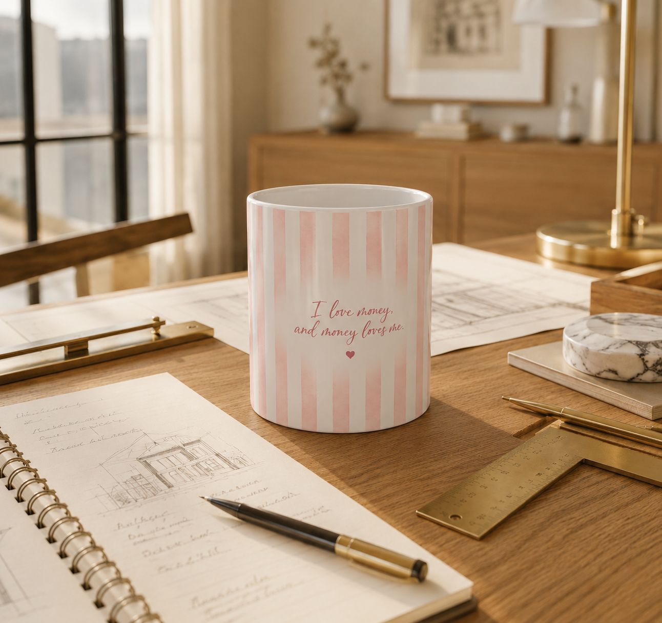 Money Manifestation Mug | Affirmation Coffee Mug for Women | Pink Ceramic Mug | Christmas Gift for Her