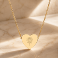 18K Rose Gold PVD Rose Engraved Heart Necklace for Women | Gift for Her