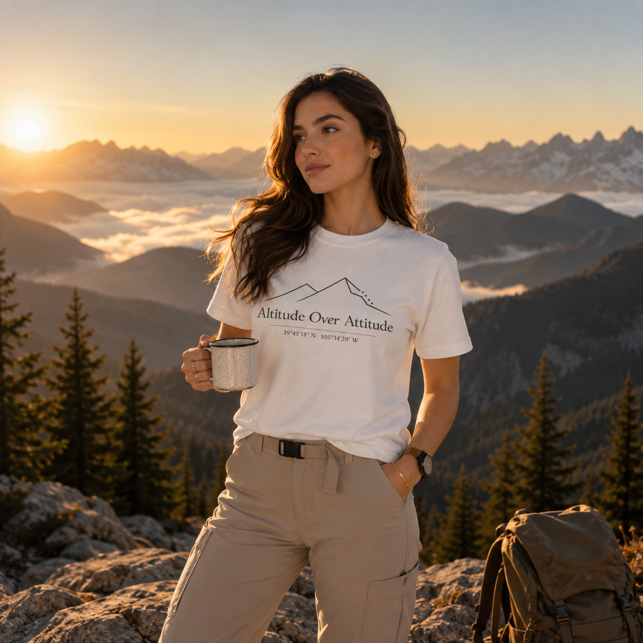 Altitude Over Attitude Mountain Unisex T-Shirt | Hiking Graphic Tee | Adventure Graphic Tee | Unisex tee