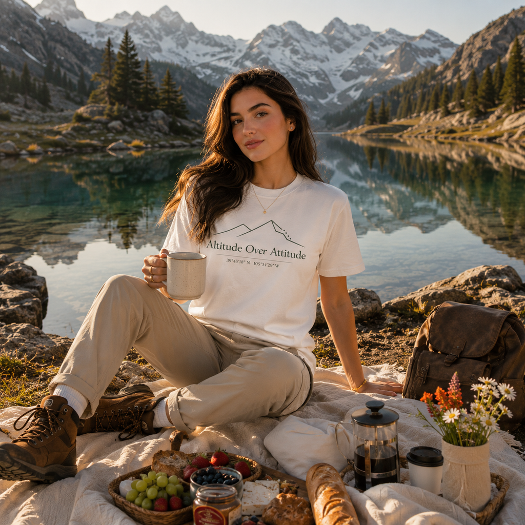Altitude Over Attitude Mountain T-Shirt | Hiking Graphic Tee | Adventure Graphic Tee | Unisex tee