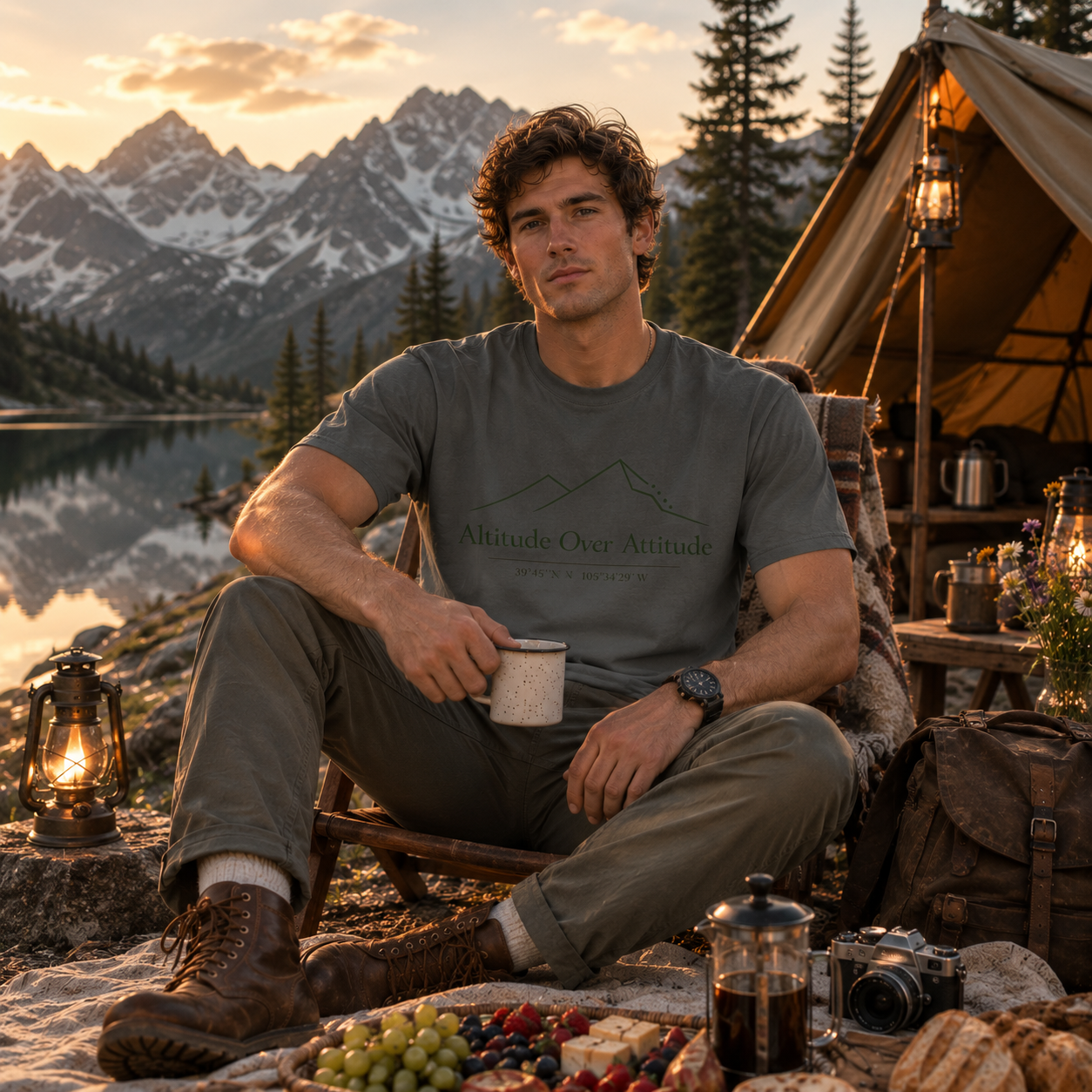 Altitude Over Attitude Mountain Unisex T-Shirt | Hiking Graphic Tee | Adventure Graphic Tee | Unisex tee