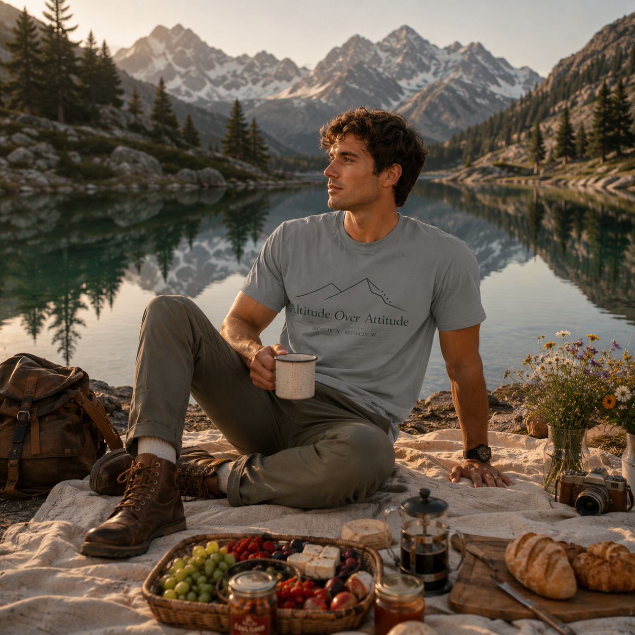 Altitude Over Attitude Mountain T-Shirt | Hiking Graphic Tee | Adventure Graphic Tee | Unisex tee