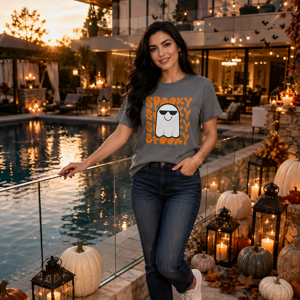 Spooky Sunglasses Ghost Tee | Spooky Season T-Shirt for Women | Cute Ghost Halloween Tee