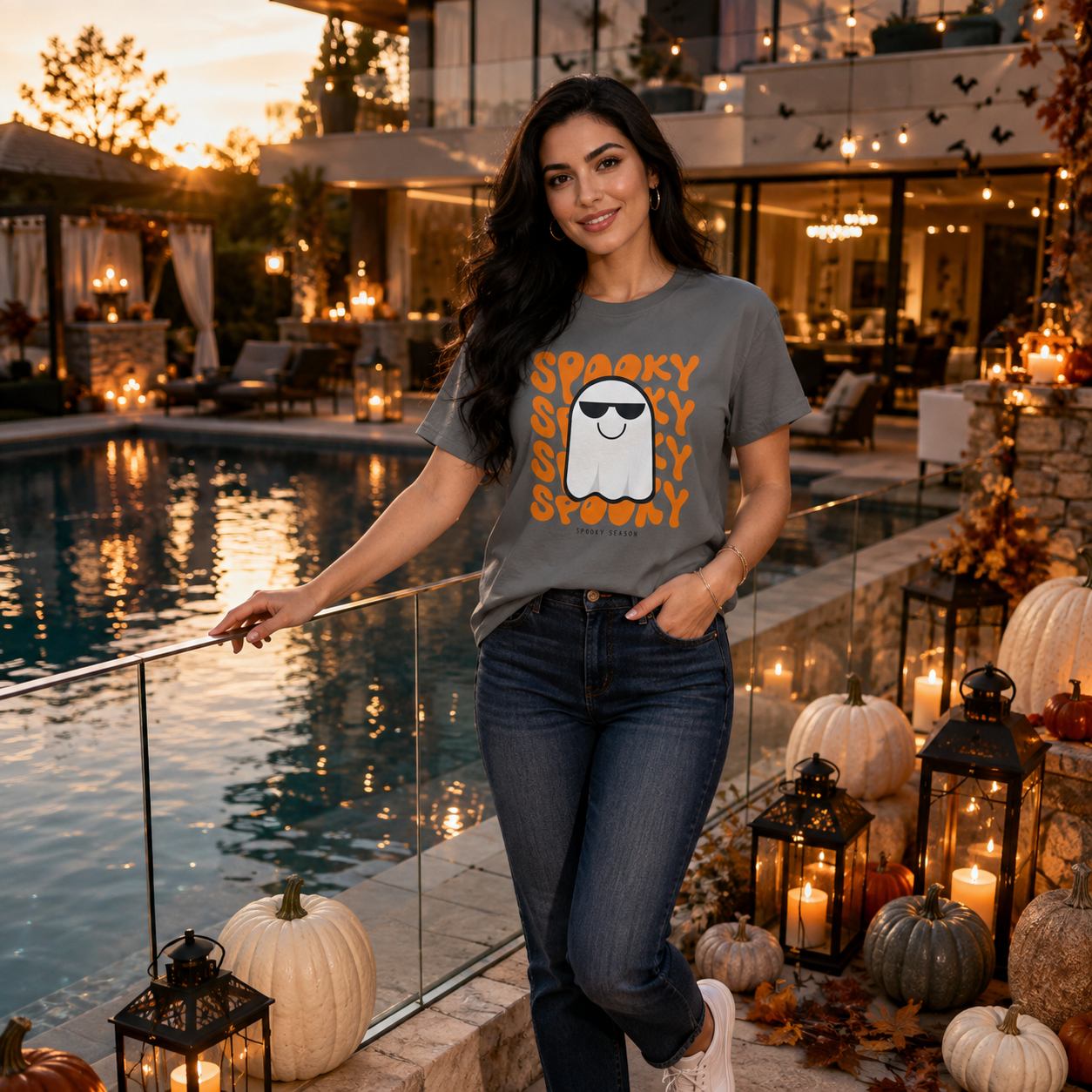 Spooky Sunglasses Ghost Tee | Spooky Season T-Shirt for Women | Cute Ghost Halloween Tee