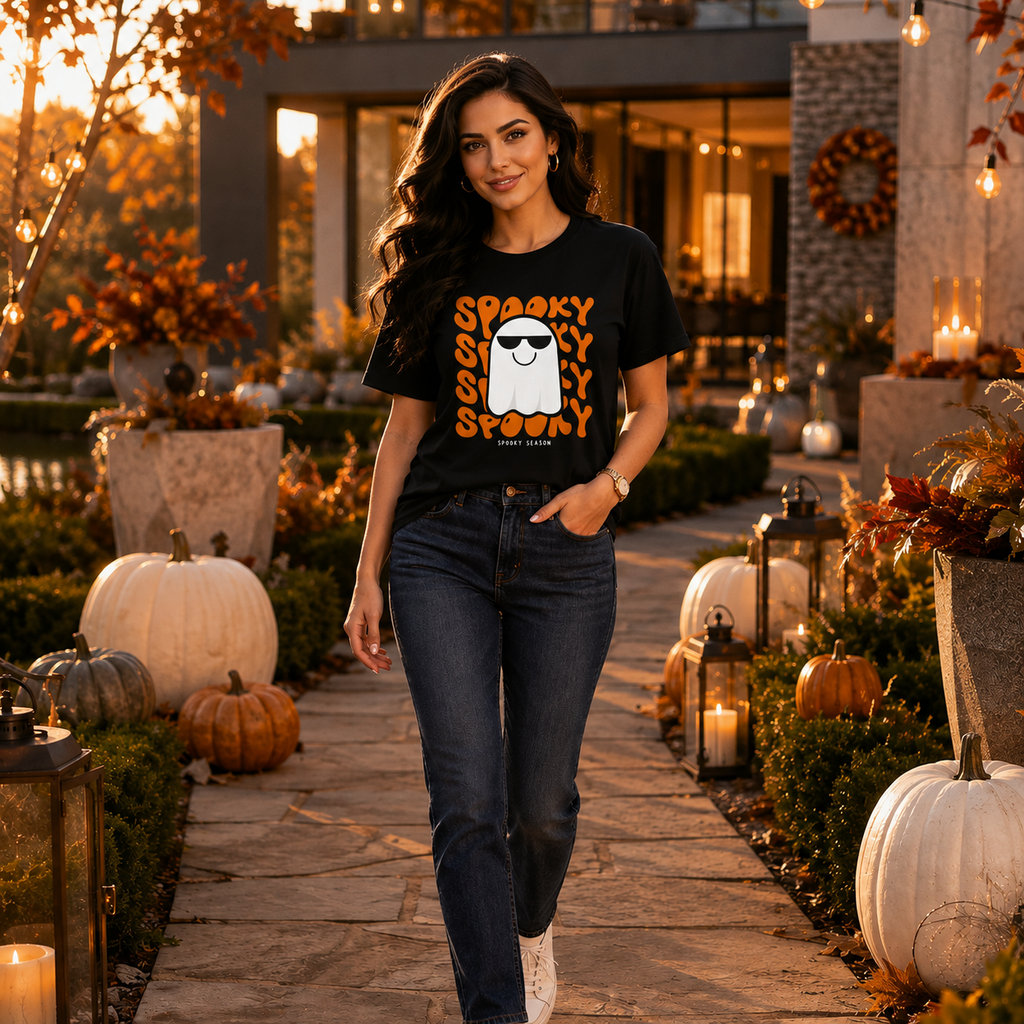 Spooky Sunglasses Ghost Tee | Spooky Season T-Shirt for Women | Cute Ghost Halloween Tee