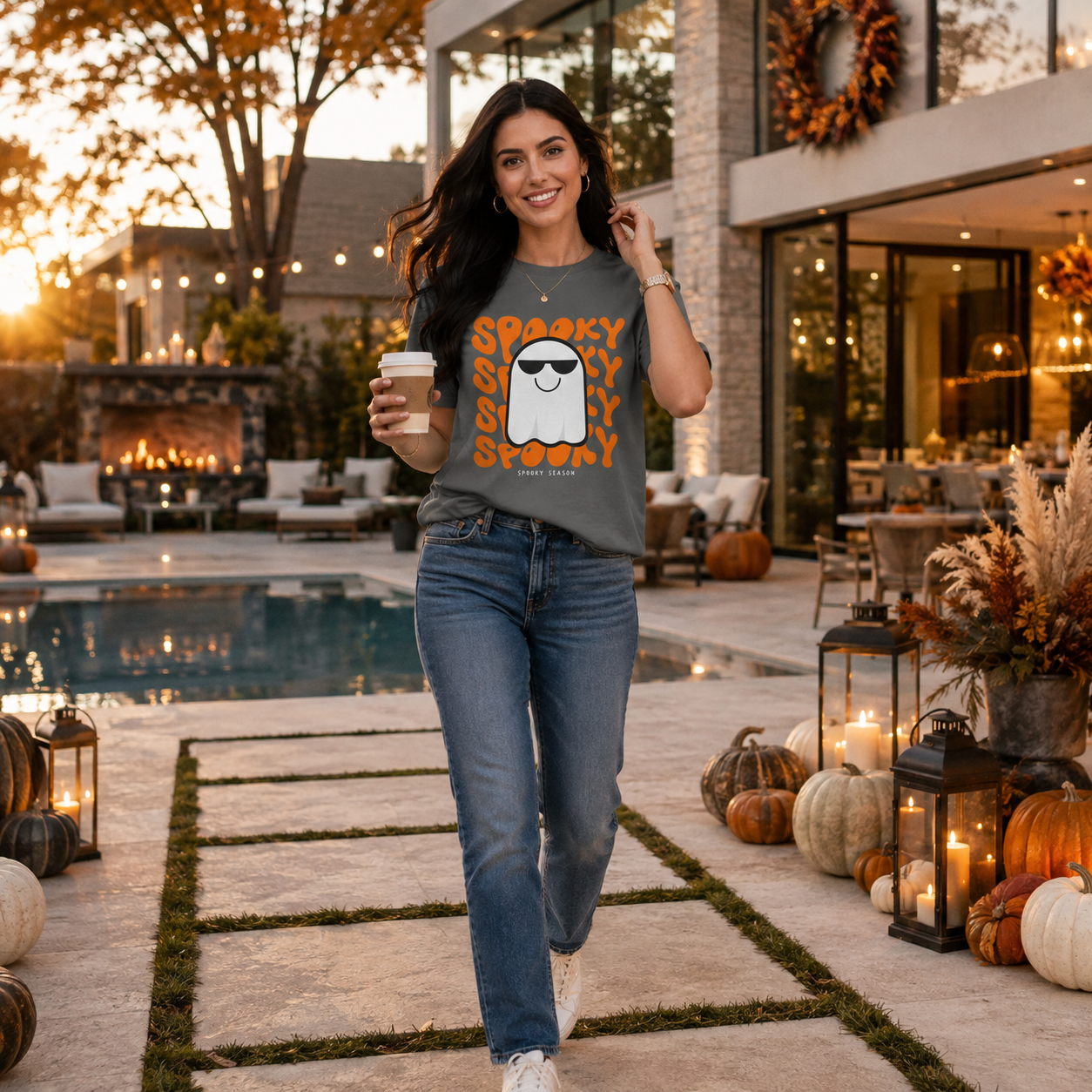 Spooky Sunglasses Ghost Tee | Spooky Season T-Shirt for Women | Cute Ghost Halloween Tee
