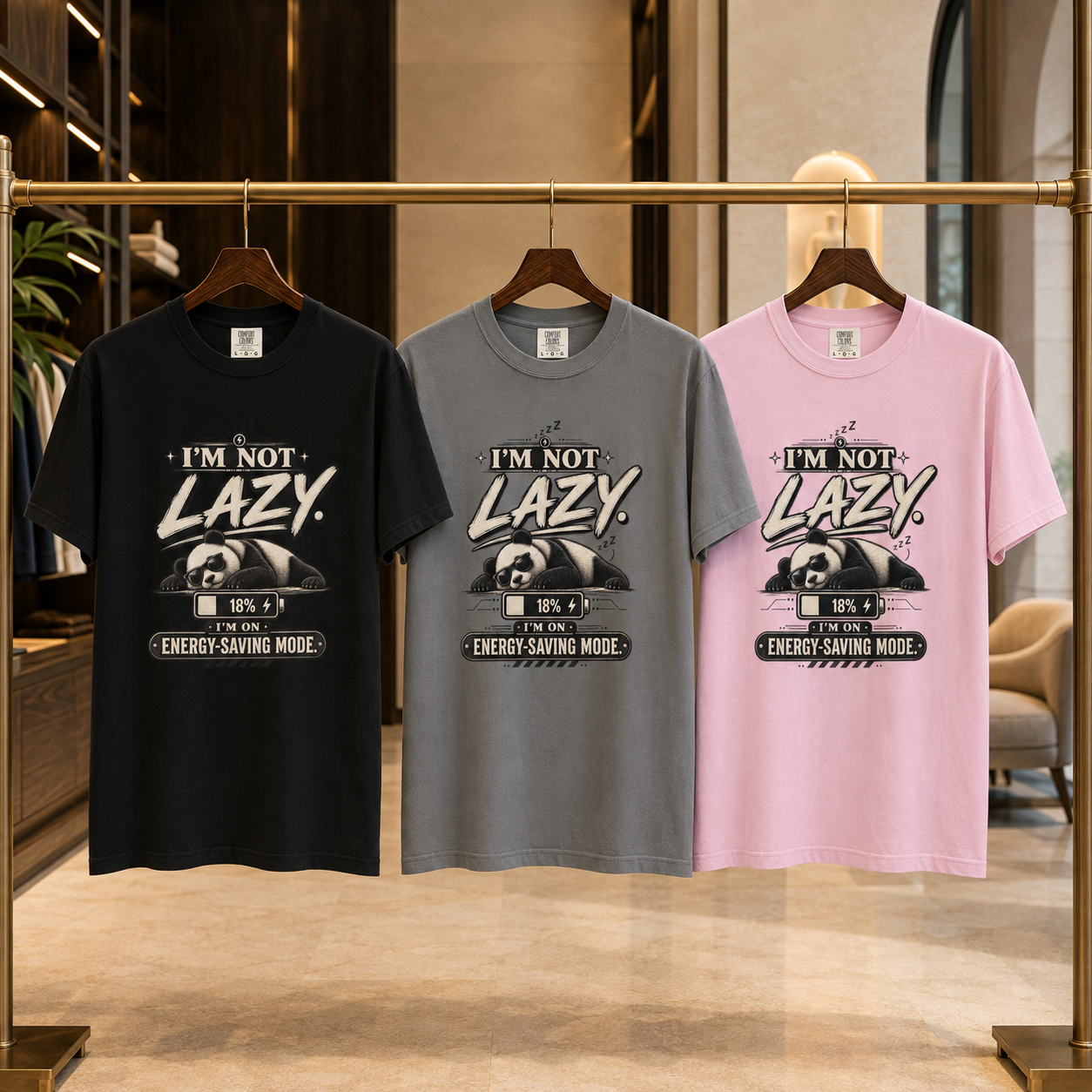 I’m Not Lazy I’m on Energy-Saving Mode T-Shirt | Unisex Funny Panda Tee