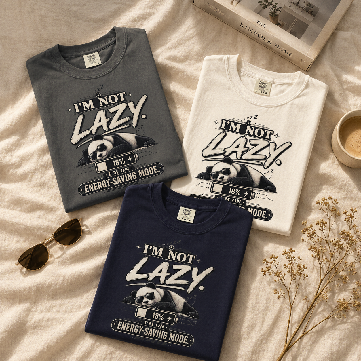 I’m Not Lazy I’m on Energy-Saving Mode T-Shirt | Unisex Funny Panda Tee