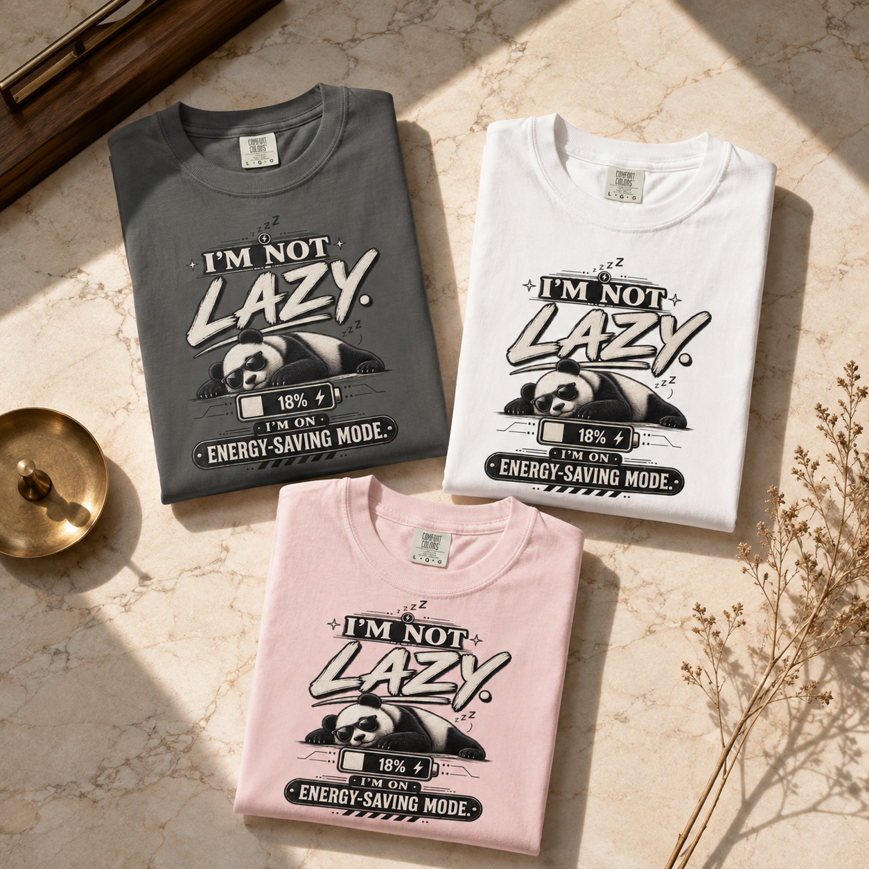 I’m Not Lazy I’m on Energy-Saving Mode T-Shirt | Unisex Funny Panda Tee