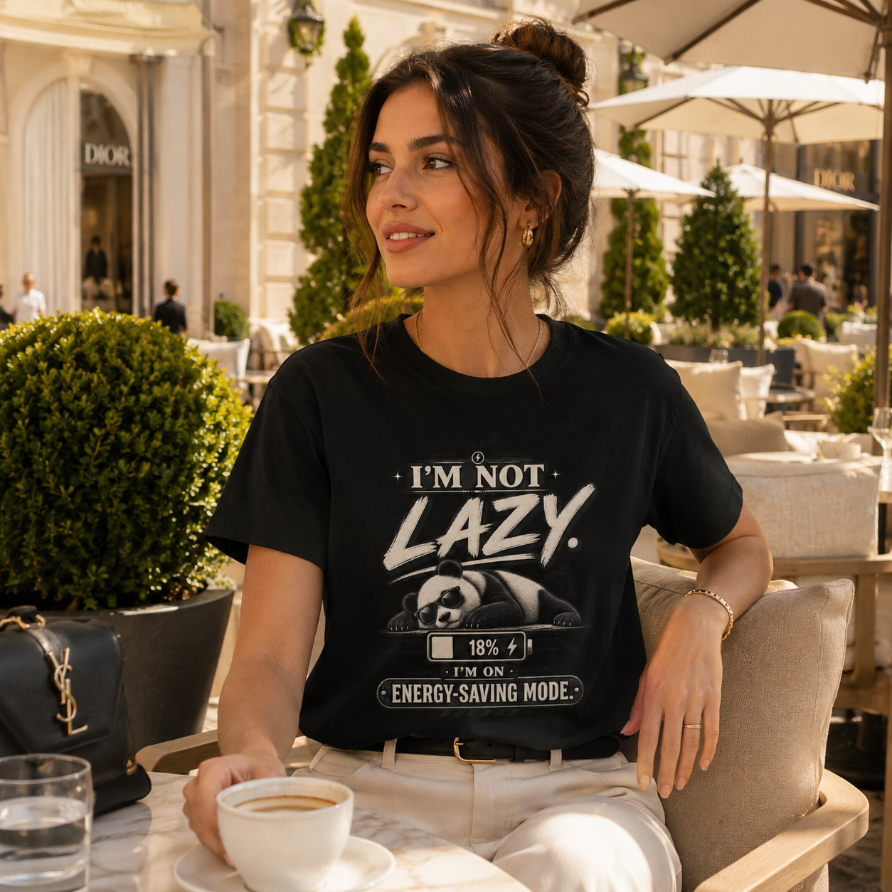 I’m Not Lazy I’m on Energy-Saving Mode T-Shirt | Unisex Funny Panda Tee