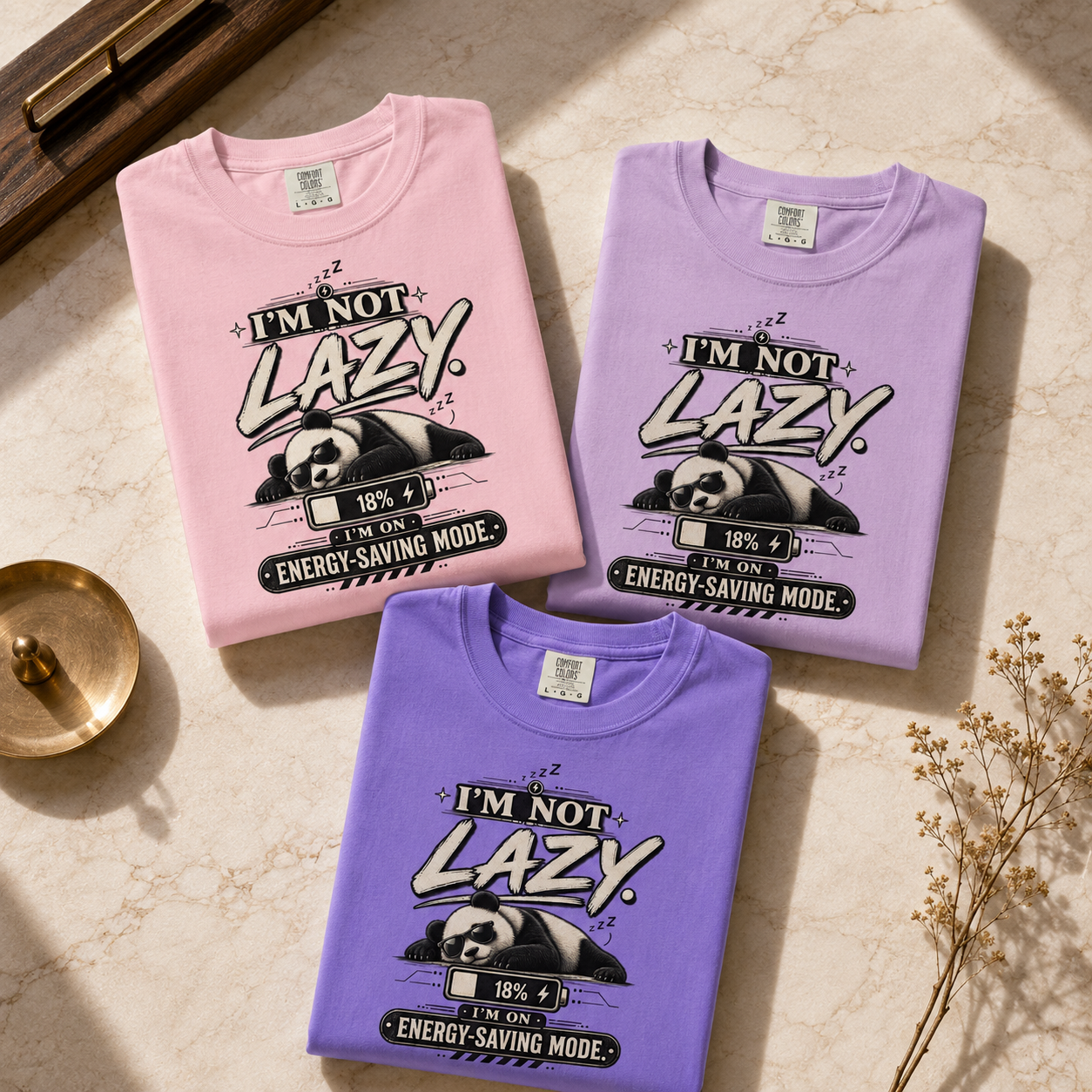 I’m Not Lazy I’m on Energy-Saving Mode T-Shirt | Unisex Funny Panda Tee