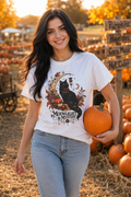 Halloween Black Cat T-Shirt for Women | Moonlight & Mystery Gothic Halloween Tee