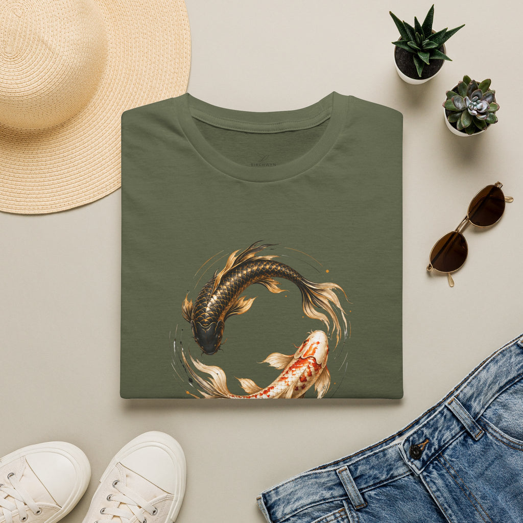 Harmony Over Chaos™ Koi Fish T-Shirt for Women | Japanese Zen Graphic Tee | Meaningful Mindfulness Shirt | Premium Minimalist Luxury Cotton Tee | Gift for Her