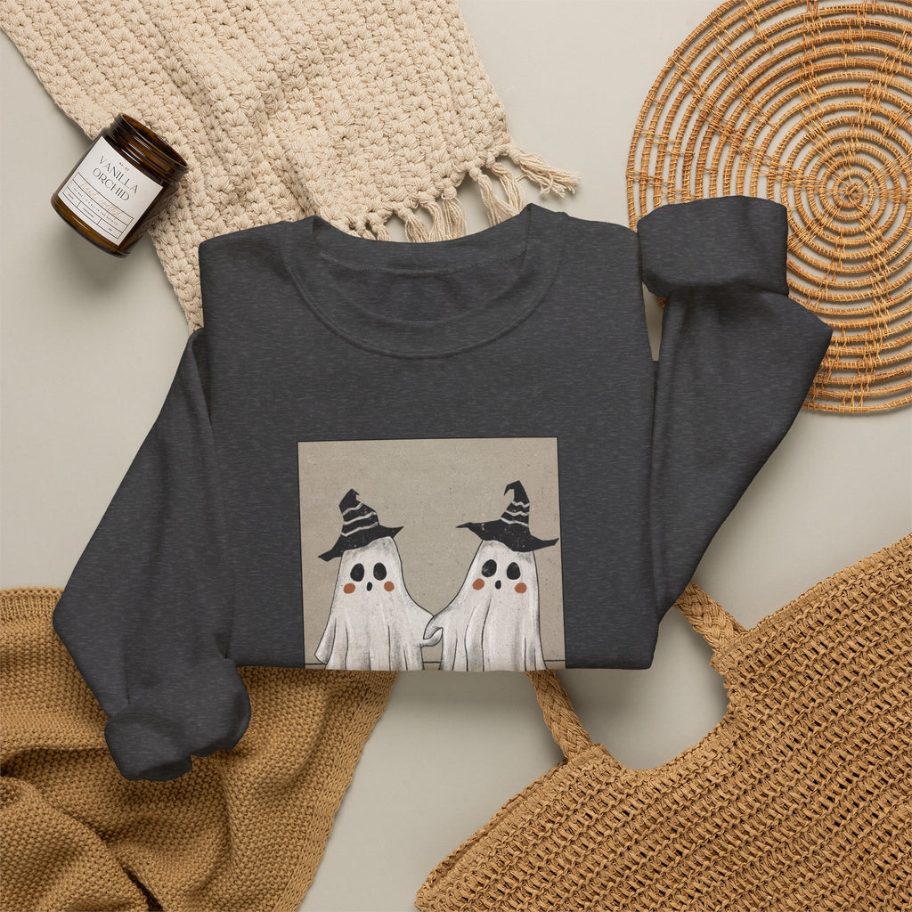Cute Halloween Ghost Sweatshirt for Women | Cozy Vintage Fall Crewneck | Spooky Halloween Pullover