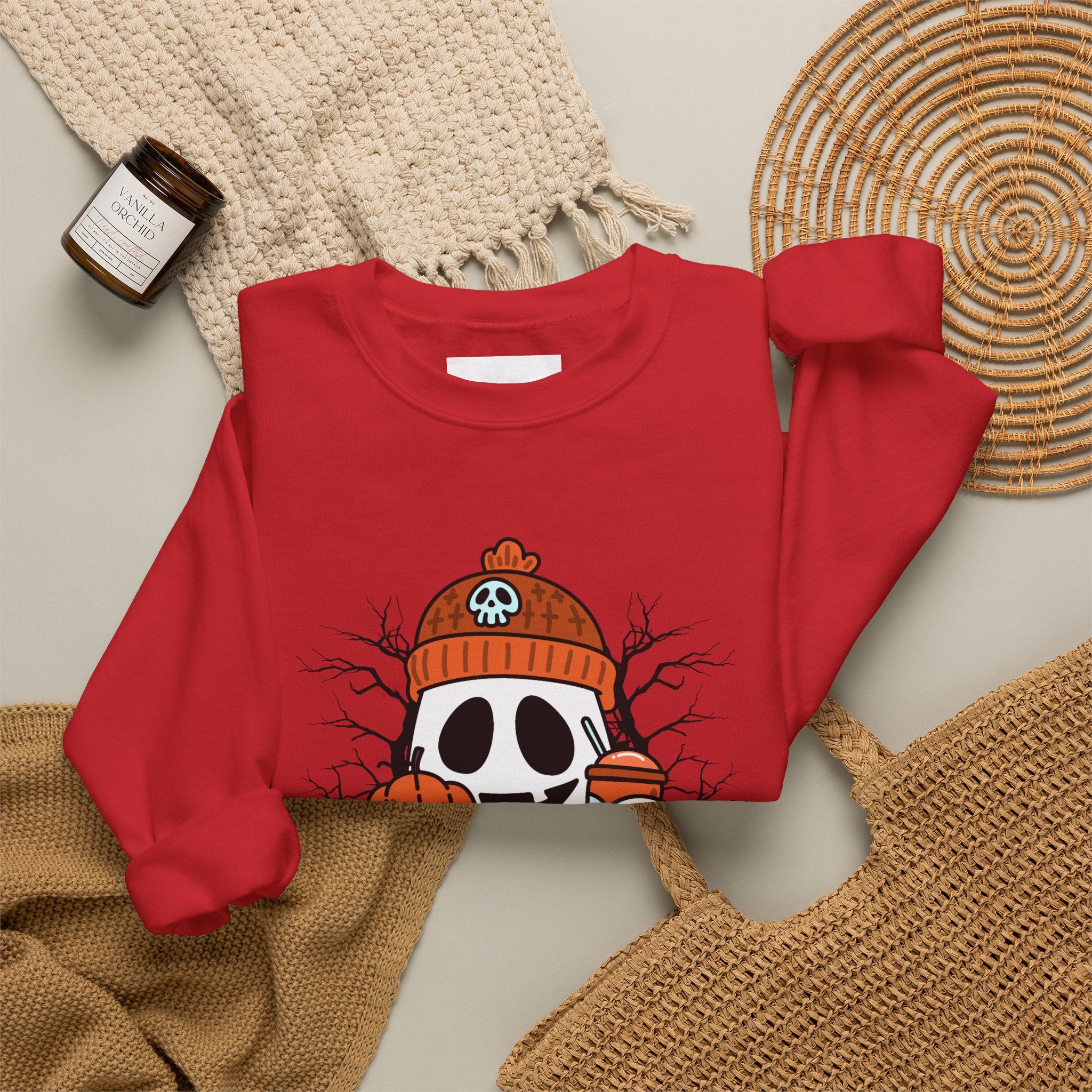 Halloween Ghost Pumpkin Sweatshirt for Women & Unisex | Cozy Spooky Season Crewneck