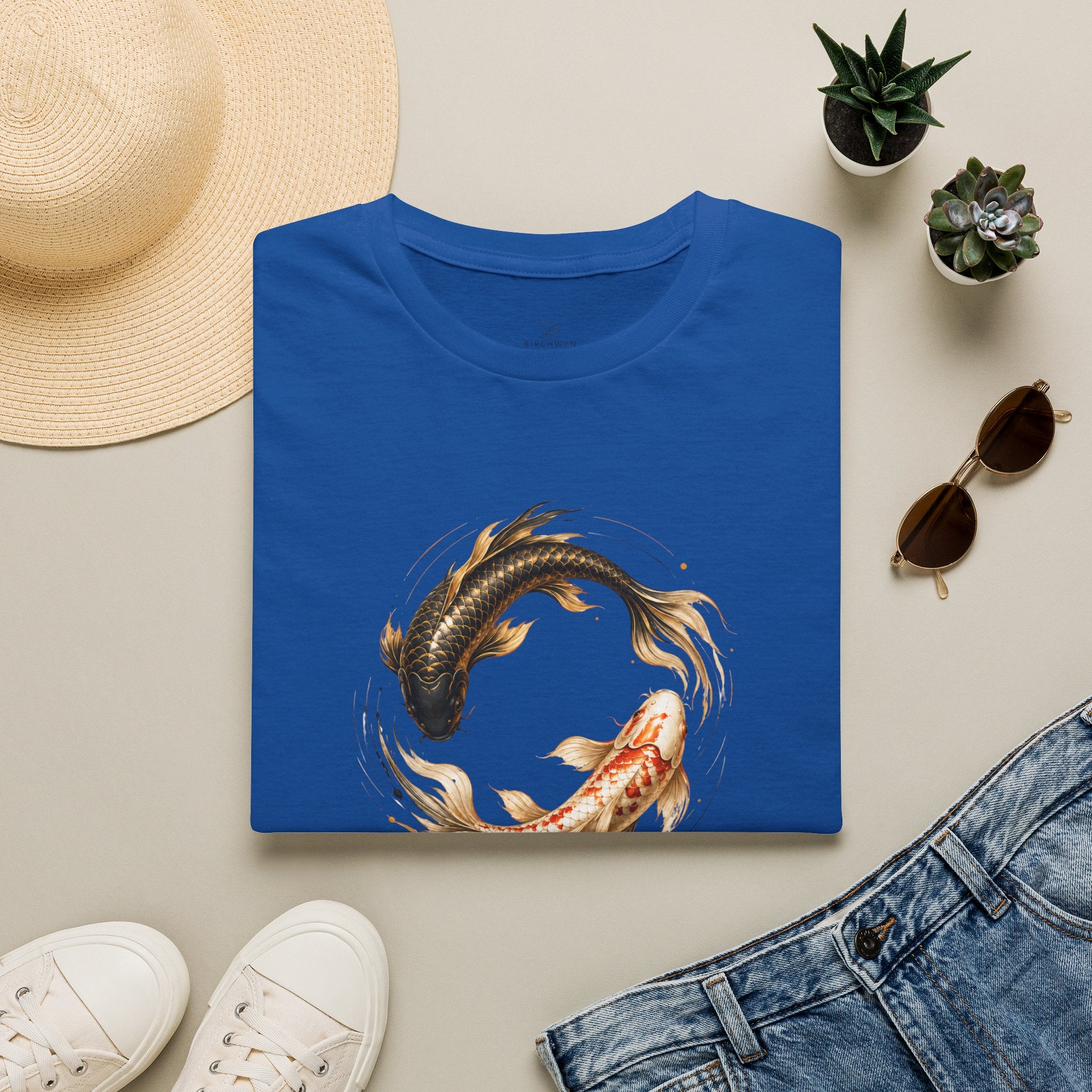 Harmony Over Chaos™ Koi Fish T-Shirt for Women | Japanese Zen Graphic Tee | Meaningful Mindfulness Shirt | Premium Minimalist Luxury Cotton Tee | Gift for Her