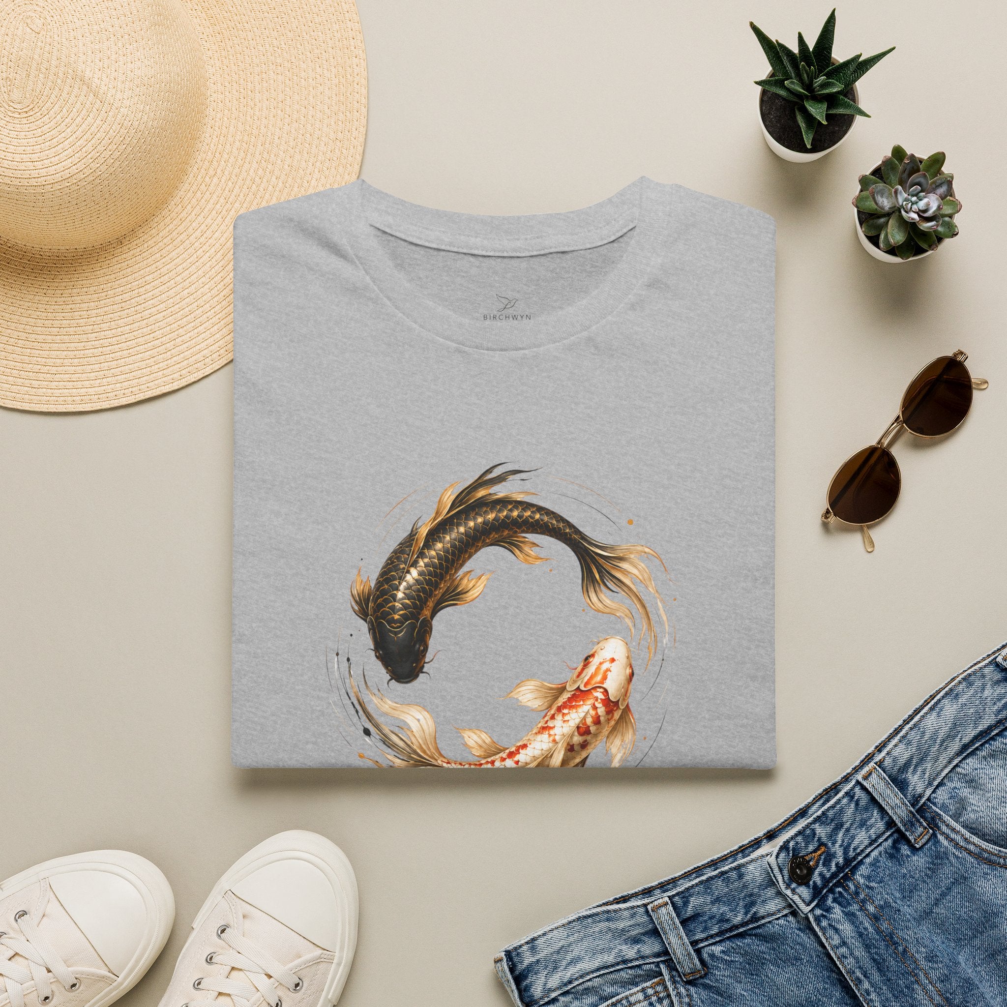 Harmony Over Chaos™ Koi Fish T-Shirt for Women | Japanese Zen Graphic Tee | Meaningful Mindfulness Shirt | Premium Minimalist Luxury Cotton Tee | Gift for Her