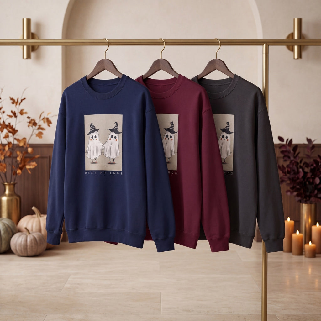 Cute Halloween Ghost Sweatshirt for Women | Cozy Vintage Fall Crewneck | Spooky Halloween Pullover