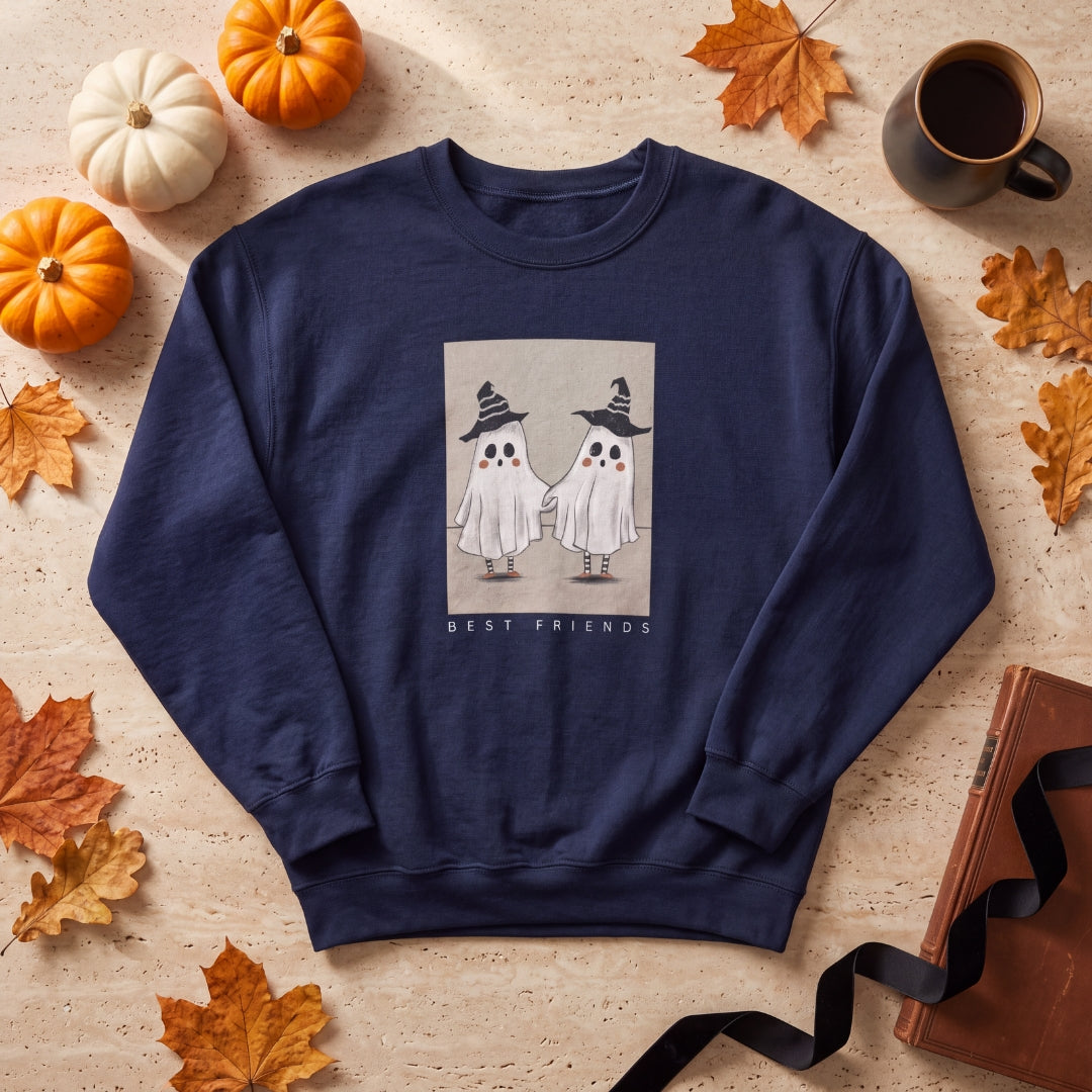 Cute Halloween Ghost Sweatshirt for Women | Cozy Vintage Fall Crewneck | Spooky Halloween Pullover