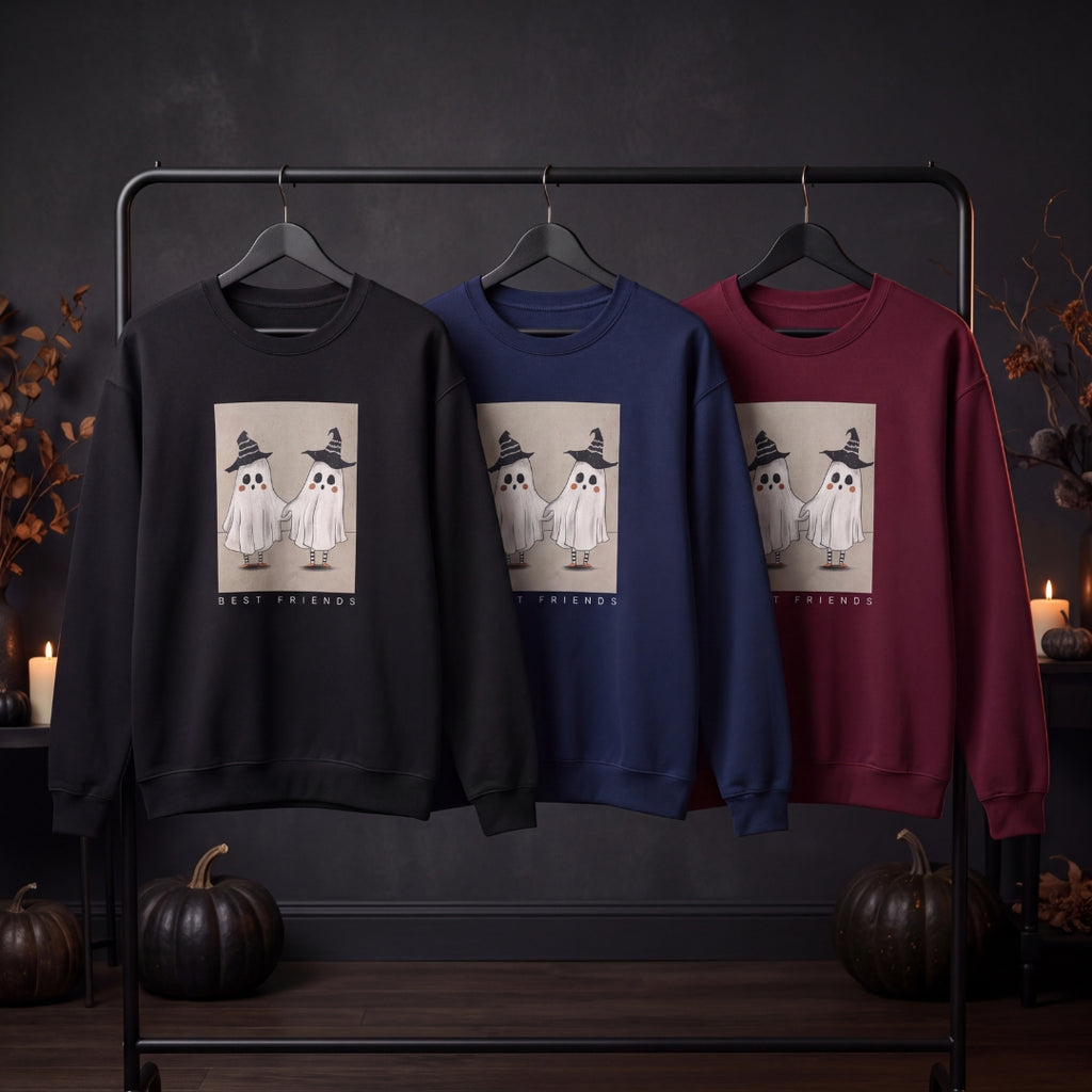 Cute Halloween Ghost Sweatshirt for Women | Cozy Vintage Fall Crewneck | Spooky Halloween Pullover