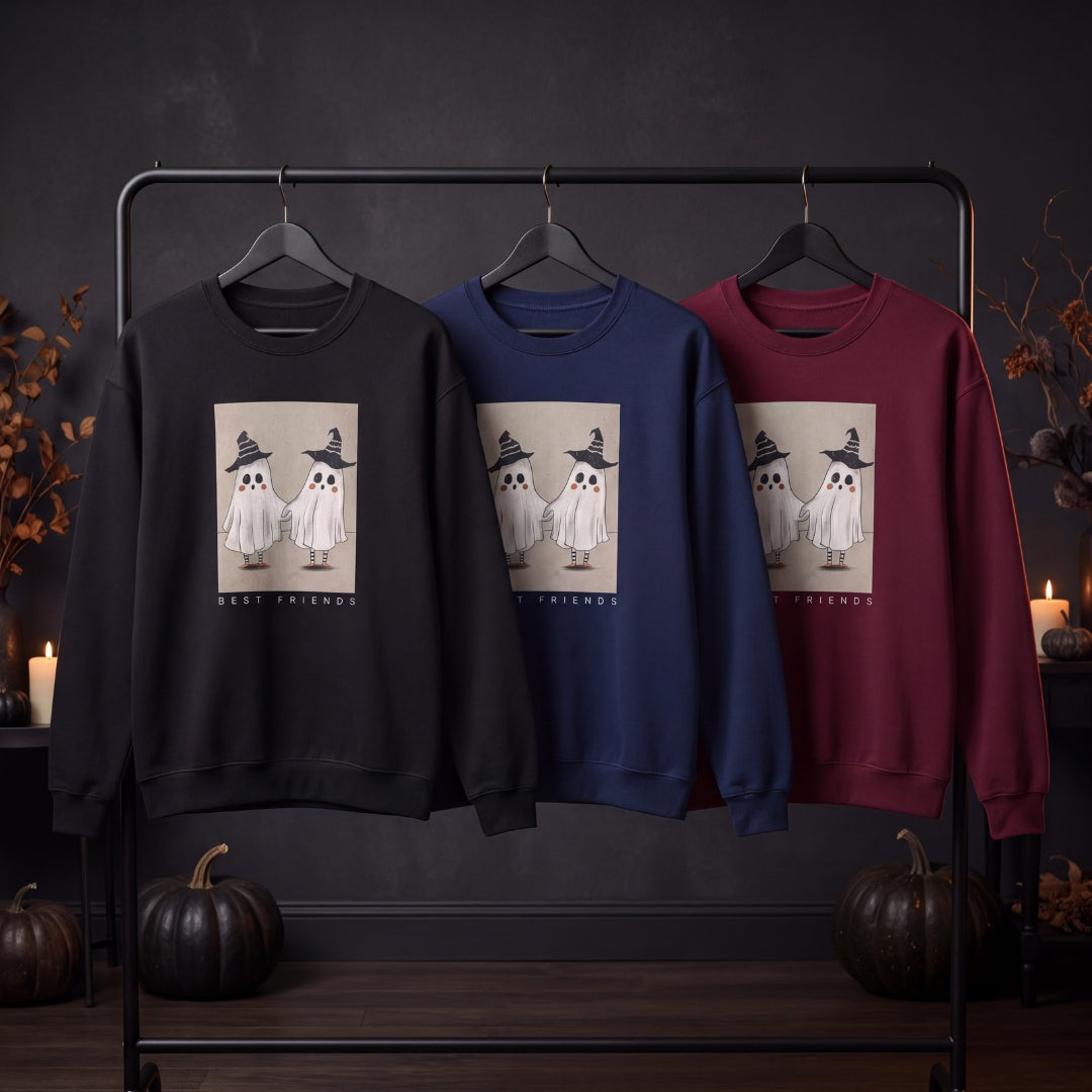 Cute Halloween Ghost Sweatshirt for Women | Cozy Vintage Fall Crewneck | Spooky Halloween Pullover